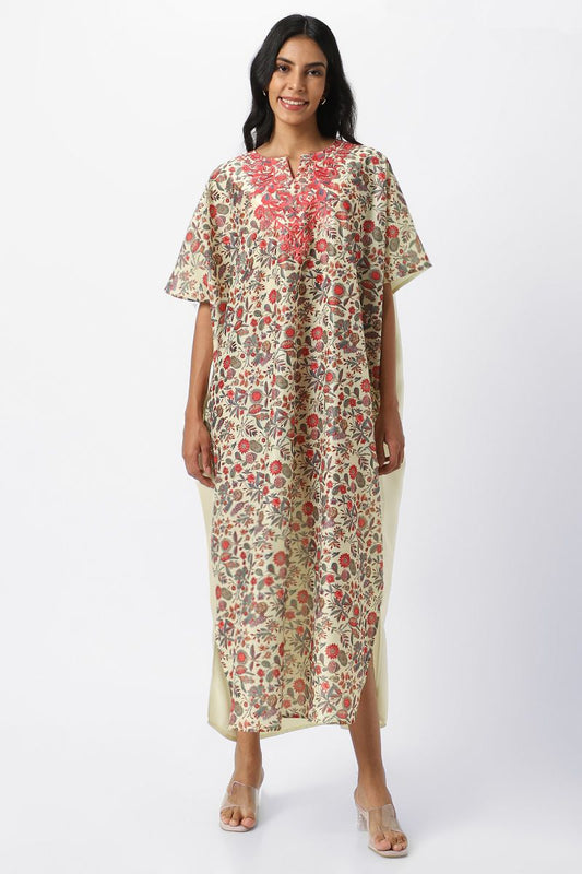 Women maxi jalabiya with printed pattern