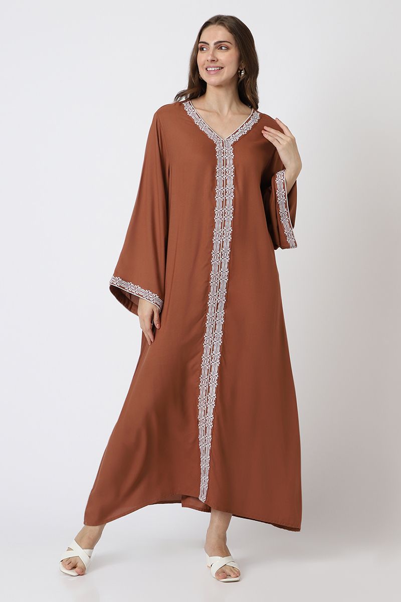 Women maxi jalabiya with printed pattern